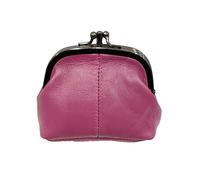 LOLUNA® Porte-Monnaie Femme Cuir véritable Agneau Souple - Fermoir Clic Clac et Compartiment Fermeture - Couleurs au Choix (Fuchsia)