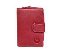 LOLUNA® Porte-Monnaie Fermeture hermétique en Cuir Protection RFID Blocage, Format identité, idéal pour Placer permis, Cartes, Billet et Monnaie - Rouge