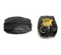 LOLUNA® Porte-Monnaie Forme Grain café Robuste - 2 côtés Zip - 1 Anneau Clé - en Cuir Vachette épais Souple Plusieurs Couleur - Noir