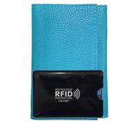 LOLUNA® Porte Papier Voiture Cuir Souple, Format 3 Volets Compact, Carte Grise, permis, identité, Assurance, crédit + étui RFID (Cuir + étui RFID, Ciel Turquoise)