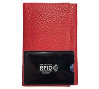 LOLUNA® Porte Papier Voiture Cuir Souple + étui Carte RFID, Format 3 Volets Compact, Carte Grise, permis, identité, Assurance, crédit - Rouge