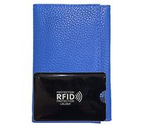 LOLUNA® Porte Papier Voiture Cuir Souple + étui Carte RFID, Format 3 Volets Compact, Carte Grise, permis, identité, Assurance, crédit - Bleu Clair