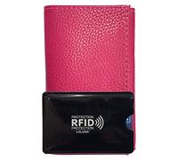LOLUNA® Porte Papier Voiture Cuir Souple, Format 3 Volets Compact, Carte Grise, permis, identité, Assurance, crédit + étui RFID (Cuir + étui RFID, Fuchsia)