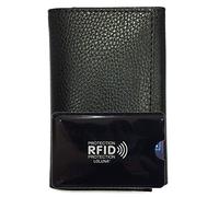 LOLUNA® Porte Papier Voiture Cuir Souple, Format 3 Volets Compact, Carte Grise, permis, identité, Assurance, crédit + étui RFID (Cuir + étui RFID, Noir)