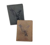 LOLUNA® Portefeuille Aigle Cuir Vintage, RFID Blocage, 3 Volets avec Pression, Carte, permis, identité et Monnaie - Idée Cadeau (Marron Aigle)
