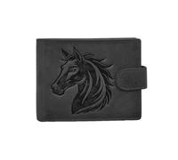 LOLUNA® Portefeuille Cheval Cuir Vintage Patte Italien Homme en Cuir Protection RFID - idée Cadeau fête, Anniversaire (Noir Cheval Patte)