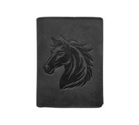 LOLUNA® Portefeuille Cheval Cuir Vintage, RFID Blocage, 3 Volets avec Pression, Carte, permis, identité et Monnaie - Idée Cadeau (Noir Cheval)