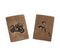 LOLUNA Portefeuille Cuir Personnalisé, Cadeau Homme Femme, Porte Monnaie Personnalisable avec Photo Gravé pour Papa Maman Mari Petit Ami Cadeau Anniversaire Noël Saint-Valentin