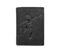 LOLUNA® Portefeuille Foot Cuir Vintage, RFID Blocage, 3 Volets avec Pression, Carte, permis, identité et Monnaie - Idée Cadeau (Noir)