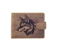 LOLUNA® Portefeuille Loup Cuir Vintage Patte Italien Homme en Cuir Protection RFID - idée Cadeau fête, Anniversaire (Marron)