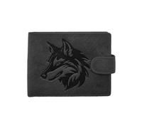 LOLUNA® Portefeuille Loup Cuir Vintage Patte Italien Homme en Cuir Protection RFID - idée Cadeau fête, Anniversaire (Noir)