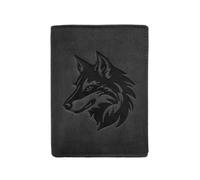 LOLUNA® Portefeuille Loup Cuir Vintage, RFID Blocage, 3 Volets avec Pression, Carte, permis, identité et Monnaie - Idée Cadeau (Noir)
