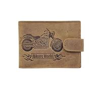 LOLUNA® Portefeuille Moto Vintage Patte Italien Homme en Cuir Protection RFID - idée Cadeau fête, Anniversaire (Marron Moto Patte)