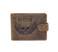 LOLUNA® Portefeuille Moto Vintage Patte Italien Homme en Cuir Protection RFID - idée Cadeau fête, Anniversaire (Marron Tete Patte)