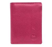 LOLUNA® Portefeuille Petit Format Cuir Souple 3 Volets pour 10 Cartes, permis, identité, Billet et Monnaie - Fuchsia