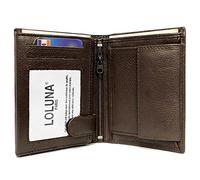 LOLUNA® Portefeuille Petit Format Cuir Vachette Souple 3 Volets Pratique pour Placer 10 Cartes - permis - identité - Billet - Monnaie - Idée Cadeau pour Homme et Femme - Marron