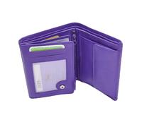 LOLUNA® Portefeuille Petit Format Cuir Vachette Souple 3 Volets Pratique pour Placer 10 Cartes - permis - identité - Billet - Monnaie - Idée Cadeau pour Homme et Femme - Violet