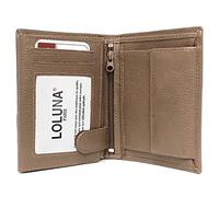 LOLUNA® Portefeuille Petit Format Cuir Vachette Souple 3 Volets Pratique pour Placer 10 Cartes - permis - identité - Billet - Monnaie - Idée Cadeau pour Homme et Femme - Taupe