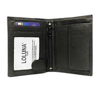 LOLUNA® Portefeuille pour Homme en Cuir Vachette Souple 3 Volets Pratique pour Placer 10 Cartes - permis - identité - Billet - Monnaie - Idée Cadeau - Noir