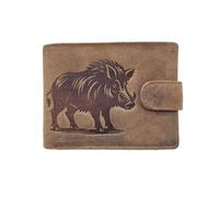 LOLUNA® Portefeuille Sanglier Cuir Vintage Patte Italien Homme en Cuir Protection RFID - idée Cadeau fête, Anniversaire (Marron)