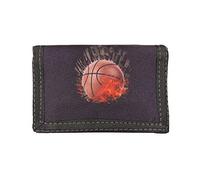 LOLUNA® Portefeuille Scratch ado Classique Motif Basketball, Porte Monnaie, Billet, Carte, Identité, Permis en Toile Robuste - Noir