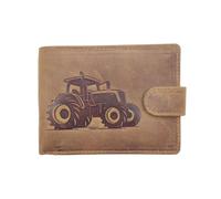 LOLUNA® Portefeuille Tracteur Cuir Vintage Patte Italien Homme en Cuir Protection RFID - idée Cadeau (Marron Tracteur Patte)
