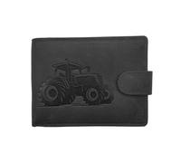LOLUNA® Portefeuille Tracteur Cuir Vintage Patte Italien Homme en Cuir Protection RFID - idée Cadeau (Noir Tracteur Patte)
