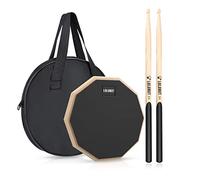 LOLUNUT Tambour silencieux 20,3 cm - Tambour 2 faces - Tambour Dumb - Tambour débutant en caoutchouc - Avec baguettes de batterie de 5 A 8 Inch noir