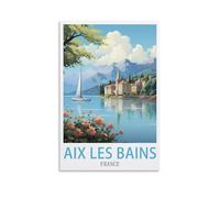LOLWNNI Affiches de voyage vintage Aix Les Bains France - 30 x 45 cm - Impression sur toile - Décoration murale pour salon, chambre à coucher