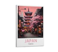 LOLWNNI Affiches de voyage vintage Japon Tokyo 08x12pouces(20x30cm) Impression sur toile Art mural Image Peintures pour décoration de salon et chambre à coucher