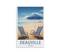 LOLWNNI Deauville France Affiche de voyage vintage 20 x 30 cm Impression sur toile pour décoration de salon et chambre à coucher