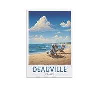 LOLWNNI Deauville France Affiche de voyage vintage 30 x 45 cm Impression sur toile pour décoration de salon et chambre à coucher