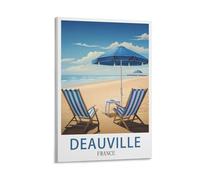LOLWNNI Deauville France Affiche de voyage vintage 60 x 90 cm Impression sur toile pour décoration de salon et chambre à coucher