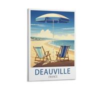 LOLWNNI Deauville France - Affiches de voyage vintage (50 x 75 cm) - Impression sur toile pour décoration de salon, chambre à coucher