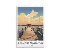 LOLWNNI Poster de voyage vintage Bassin D'arcachon France 50 x 75 cm sur toile pour décoration de salon, chambre à coucher