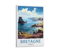 LOLWNNI Poster de voyage vintage Bretagne France - 20 x 30 cm - Impression sur toile - Décoration murale pour salon, chambre à coucher