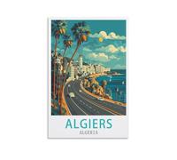LOLWNNI Poster de voyage vintage d'Algérie, 60 x 90 cm, impression sur toile pour décoration de salon, chambre à coucher