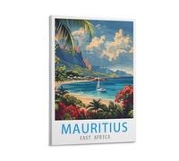 LOLWNNI Poster de voyage vintage de l'île Maurice en Afrique de l'Est 30 x 45 cm, impression sur toile pour décoration de salon, chambre à coucher