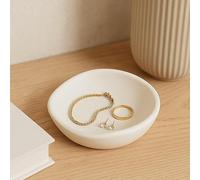 Lolydol Coupelle Vide-Poche en Plâtre Céramique - Plateau Décoratif pour Bijoux, Clés ou Accessoires - Design Bord Vague Minimaliste - Idée Cadeau Déco Maison