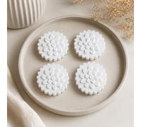 Lolydol Diffuseurs de Parfum Plâtre, Fleurs, 4 Pièces, Fabriqué en France (Blanc, Fleur de Dahlia)
