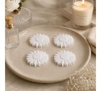 Lolydol Diffuseurs de Parfum Plâtre, Fleurs, 4 Pièces, Fabriqué en France (Blanc, Fleur de Marguerite)