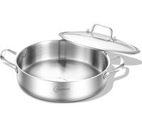 LOLYKITCH Sauteuse Inox 26cm - Sauteuse en Acier Inoxydable avec Couvercle en Verre - Sans Revêtement Antiadhésif - Compatible Induction et Tous Feux - Cuisine Saine, Sans PFAS