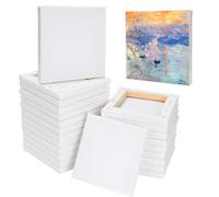 LOLYSIC Cadre 15x15 Entoilé Lot de 12 pour Enseignement et Ateliers, Toile Blanche en Lin Fin pour Canvas Painting, Support Rigide pour Démonstration Artistique et Loisirs Créatifs