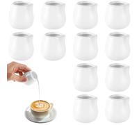 LOLYSIC Lot de 12 pots à lait en porcelaine - Blanc - 60 ml - Petit pot à mousse - Petite cafetière à expresso - Mini pot à lait pour café, lait, sauce, café, cuisine