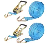 LOLYSIC Lot de 2 sangles d'arrimage de 50 mm x 10 m avec cliquet et crochet, sangles de serrage, sangles d'arrimage à cliquet 10 m, sangles de chargement lourde avec cliquet, sangle d'arrimage 3000 kg