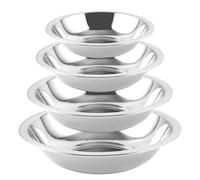 LOLYSIC Lot de 8 bols mélangeurs en acier inoxydable - Diamètre : 18/20/22/24 cm - 2 bols en métal extra épais - Argenté - Pour cuisine et pâtisserie