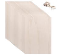 LOLYSIC Planche Bois pour Modélisme et Gravure Laser Lot de 18 Pièces Contreplaqué 3mm Facile à Couper pour Pyrogravure et Loisirs Créatifs, Naturel