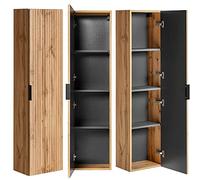 Lomadox Armoire de salle de bain 2 portes en chêne Wotan rainuré étroit 35 cm x 35 cm x 140 x 25 cm