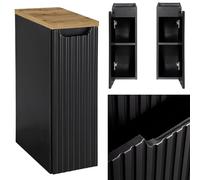 Lomadox Armoire de salle de bain, 20 cm de large, noire rainurée avec chêne 40 cm de profondeur, dimensions (l x H x P) : environ 20,4/2,5/40 cm