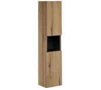 Lomadox Armoire haute de salle de bain avec étagère - Chêne et noir - Faible profondeur (40 cm)